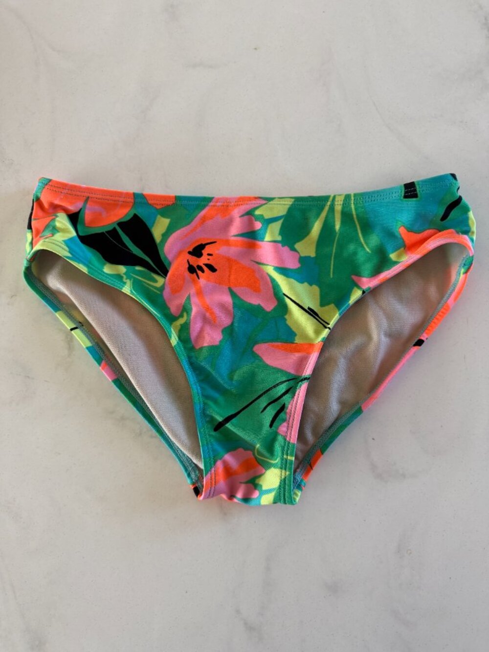 Bundle of 2 Women's Bikini Bottoms - Tropical Floral Print + Solid Lavender - M - Picture 6 of 10